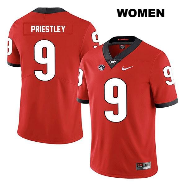 Georgia Bulldogs Women's Nathan Priestley #9 NCAA Legend Authentic Red Nike Stitched College Football Jersey XBK3056YP